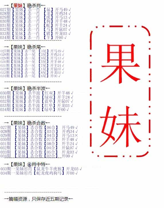 034期果妹心水[图]